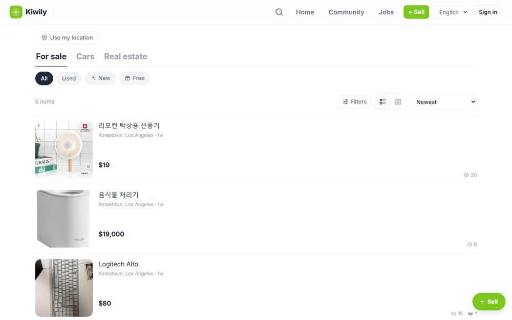 Kiwily 로컬 마켓